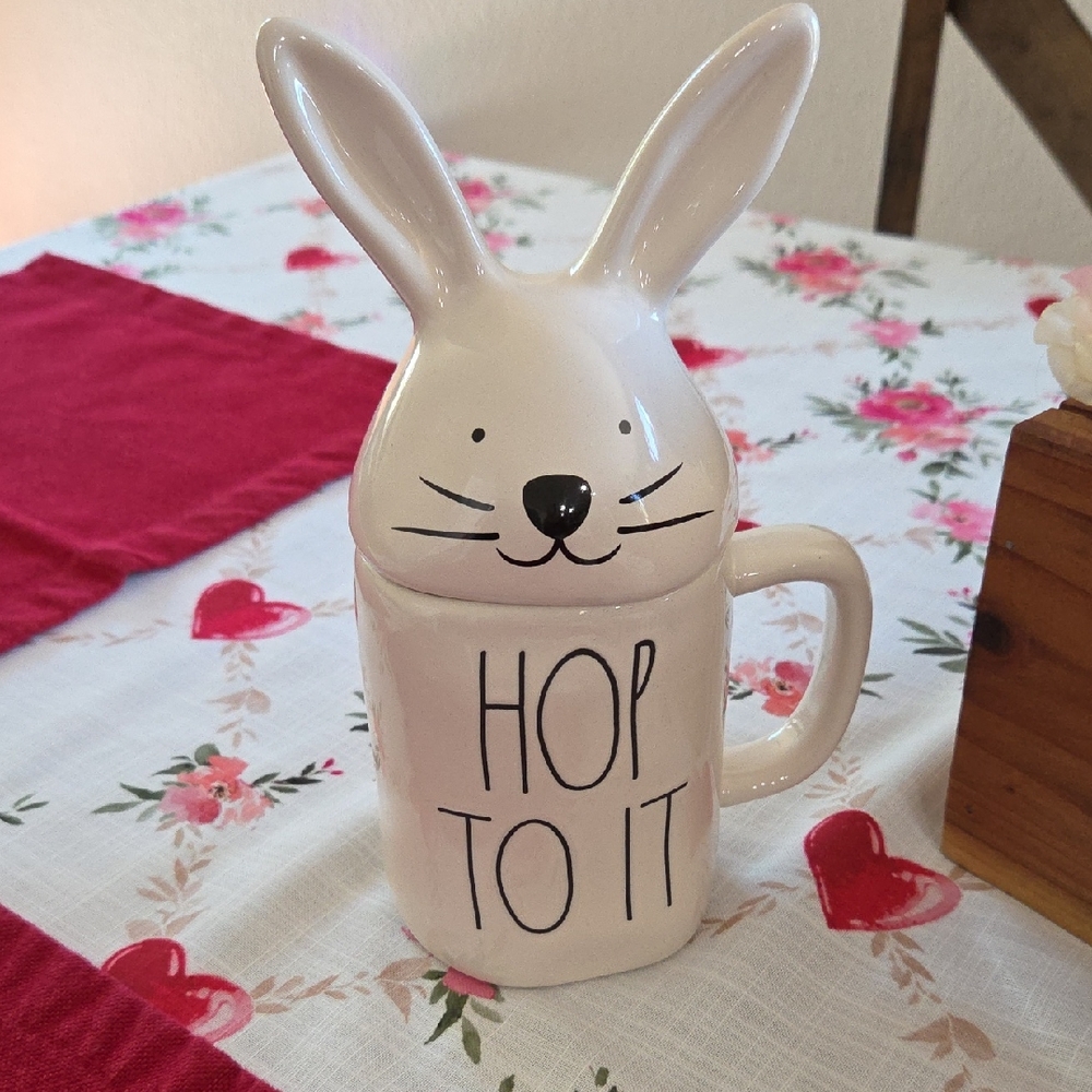 Rae Dunn White Bunny Mug - Hop To It